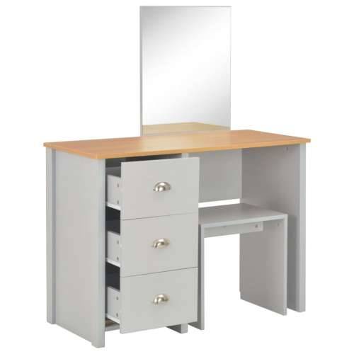 Toaletni stolić s ogledalom i stolcem sivi 104 x 45 x 131 cm Cijena
