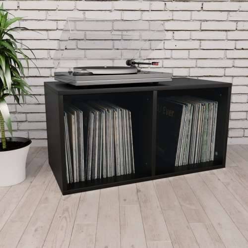Kutija za pohranu vinilnih ploča crna 71 x 34 x 36 cm drvena Cijena