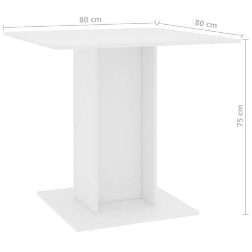 Blagovaonski stol bijeli 80 x 80 x 75 cm od iverice Cijena