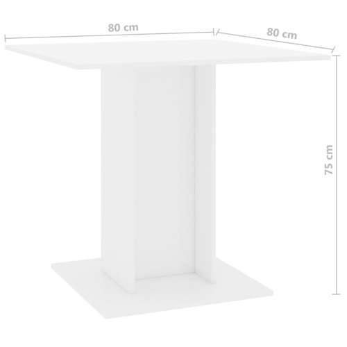 Blagovaonski stol visoki sjaj bijeli 80 x 80 x 75 cm od iverice Cijena