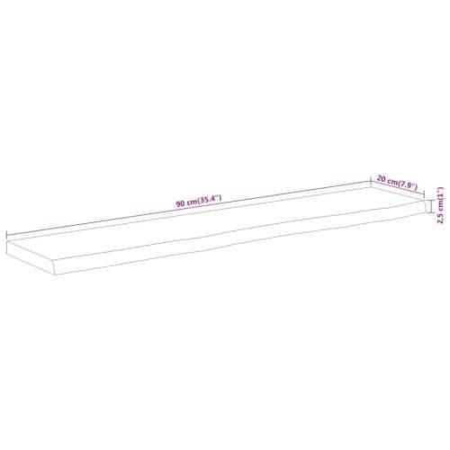 Zidna polica 90x20x2,5 cm pravokutna bagremovo drvo živi rub - Prirodna 90 x 20 x 2.5 cm 1 Masivno bagremovo drvo Cijena