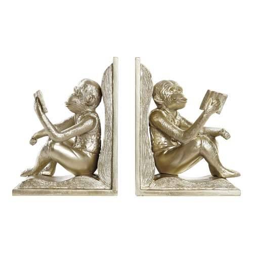 Grāmatbalsts DKD Home Decor Šampanjac 13 x 12 x 17,5 cm Smola Kolonijalni Majmun Cijena