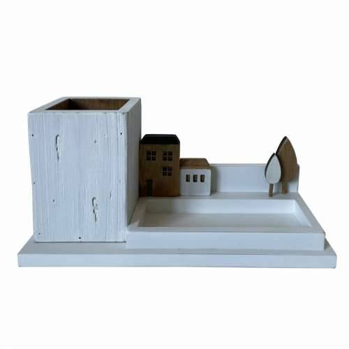 Višenamjenski Organizator DKD Home Decor Tehnička Olovka Bijela Smeđa Drvo Metal 30 x 40 cm 28 x 11 x 14 cm Cijena