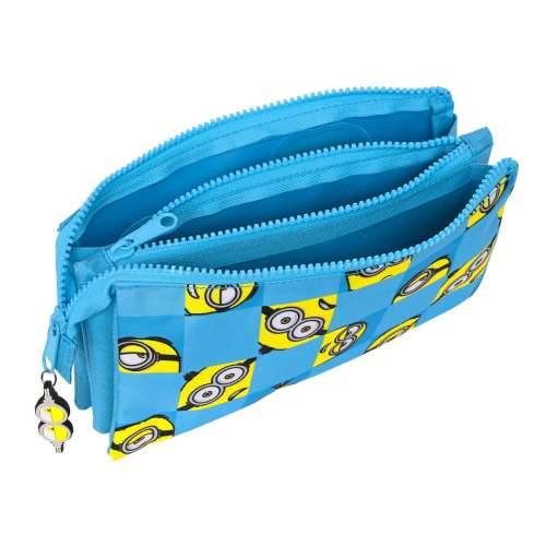 Trostruka pernica Minions Minionstatic Plava (22 x 12 x 3 cm) Cijena