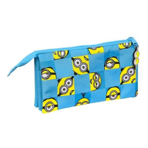 Trostruka pernica Minions Minionstatic Plava (22 x 12 x 3 cm) Cijena