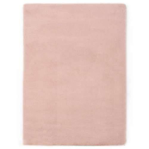 Tepih od umjetnog zečjeg krzna 160 x 230 cm blijedo ružičasti Cijena