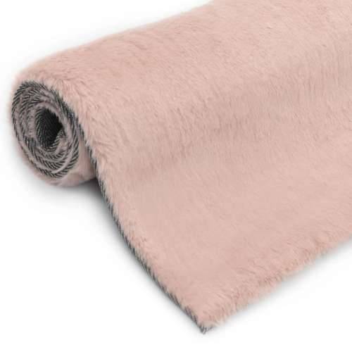 Tepih od umjetnog zečjeg krzna 160 x 230 cm blijedo ružičasti Cijena