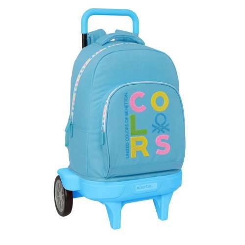 Školski Ruksak s Kotačima Benetton Spring Nebesko plava 33 X 45 X 22 cm Cijena