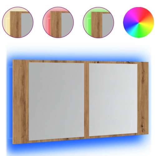 LED ormarić s ogledalom boja hrasta artisan 90x12x45 cm drveni - hrast artisan 1 Cijena