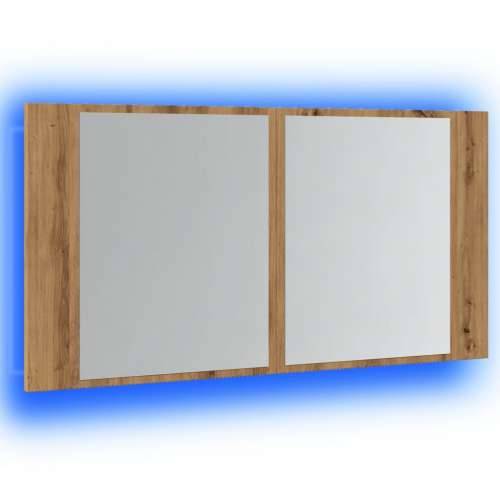LED ormarić s ogledalom boja hrasta artisan 90x12x45 cm drveni - hrast artisan 1 Cijena