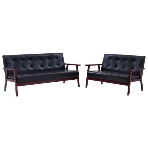2-dijelni set sofa od umjetne kože crni Cijena