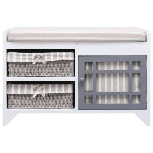 Klupa za hodnik bijela 70 x 33,5 x 45 cm od drva paulovnije Cijena