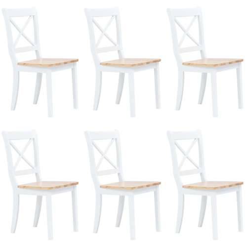 Blagovaonske stolice bijele i prirodne 6 kom drvo kaučukovca