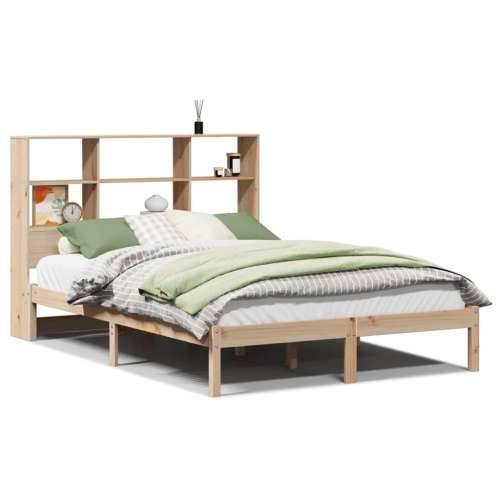 Krevet s regalom za knjige bez madraca 120x190 cm od borovine - Prirodna 120 x 190 cm Cijena