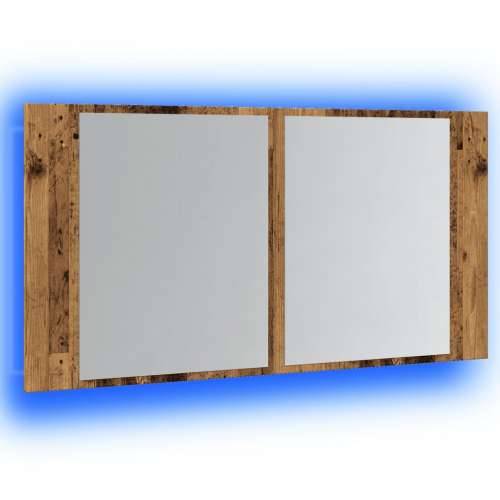 LED ormarić s ogledalom boja staro drvo 90x12x45 cm drveni - Staro drvo 1 Cijena