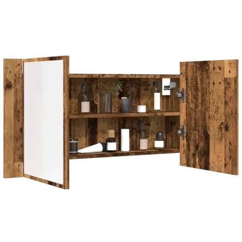 LED ormarić s ogledalom boja staro drvo 90x12x45 cm drveni - Staro drvo 1 Cijena