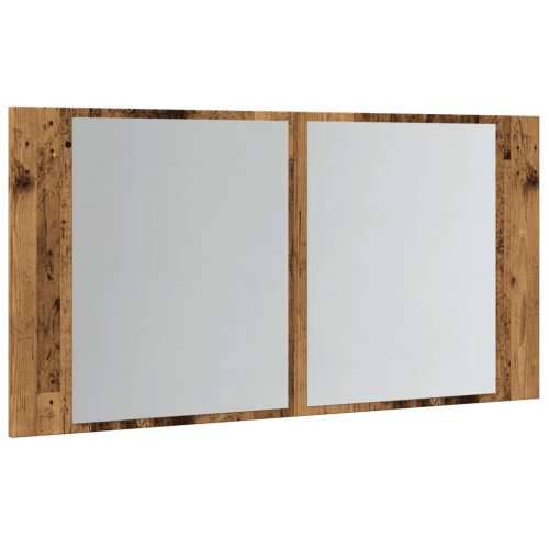 LED ormarić s ogledalom boja staro drvo 90x12x45 cm drveni - Staro drvo 1 Cijena