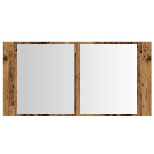 LED ormarić s ogledalom boja staro drvo 90x12x45 cm drveni - Staro drvo 1 Cijena