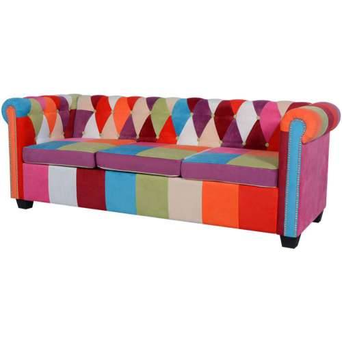 2-dijelni set sofa Chesterfield od tkanine - Šareni dvosjed + trosjed Cijena