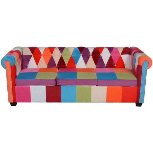 2-dijelni set sofa Chesterfield od tkanine - Šareni dvosjed + trosjed Cijena