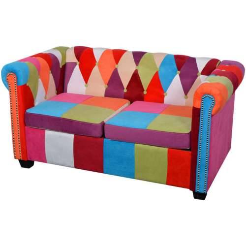 2-dijelni set sofa Chesterfield od tkanine - Šareni dvosjed + trosjed Cijena
