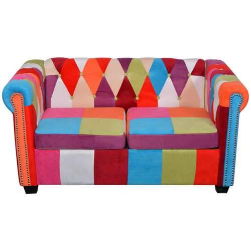 2-dijelni set sofa Chesterfield od tkanine - Šareni dvosjed + trosjed Cijena