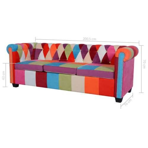 2-dijelni set sofa Chesterfield od tkanine - Šareni dvosjed + trosjed Cijena