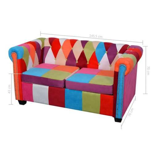 2-dijelni set sofa Chesterfield od tkanine - Šareni dvosjed + trosjed Cijena