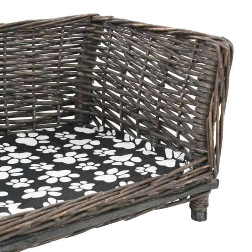 Košara za pse s jastukom siva 50 x 33 x 30 cm od prirodne vrbe - Siva 50 x 33 x 30 cm Cijena