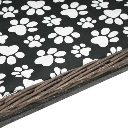 Košara za pse s jastukom siva 50 x 33 x 30 cm od prirodne vrbe - Siva 50 x 33 x 30 cm Cijena