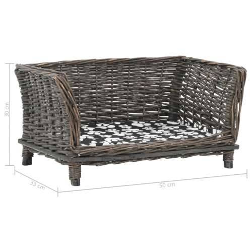 Košara za pse s jastukom siva 50 x 33 x 30 cm od prirodne vrbe - Siva 50 x 33 x 30 cm Cijena