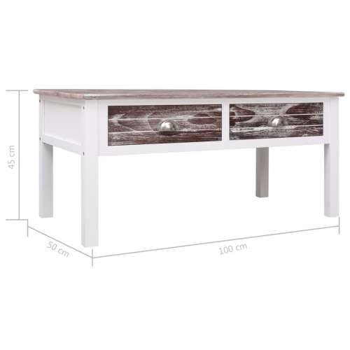 Stolić za kavu smeđi 100 x 50 x 45 cm drveni - Bijela i smeđa 1 Cijena