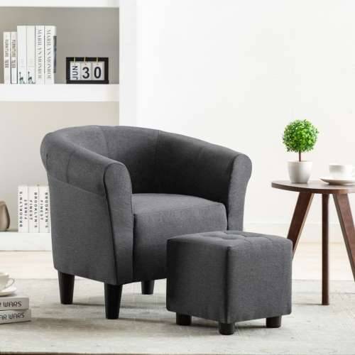 2-dijelni set fotelje i taburea od tkanine tamnosivi Cijena