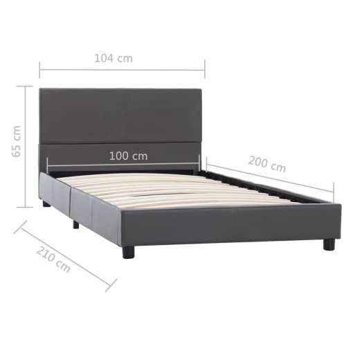 Okvir za krevet od umjetne kože sivi 100 x 200 cm - Siva 100 x 200 cm Cijena