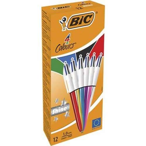 Set Kemijskih Olovaka Bic Shine Silver Bijela Pisana (12 Dijelovi) Cijena