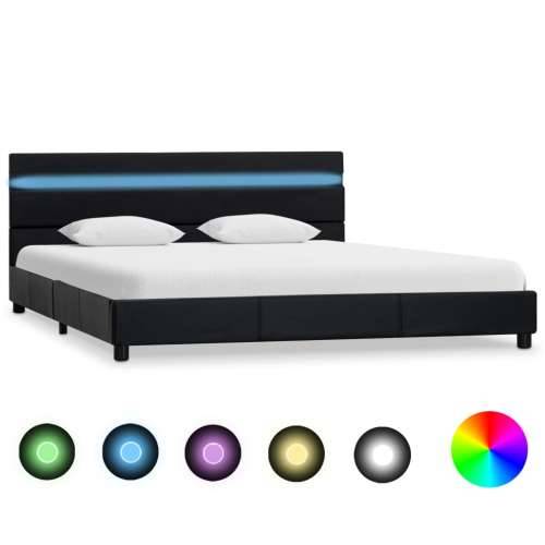 Okvir za krevet od umjetne kože s LED svjetlom crni 140x200 cm Cijena