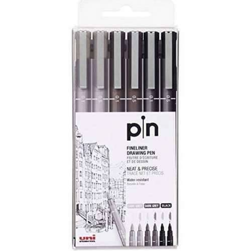 Trajni marker Uni-Ball PIN-200(S) Crna Siva Pisana 6 Dijelovi Cijena