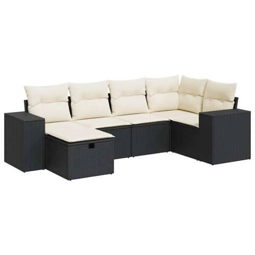 Vrtna garnitura - 6-dijelni set vrtnih sofa s jastucima crni od poliratana - Crna i krem sa spremištem 6 Cijena