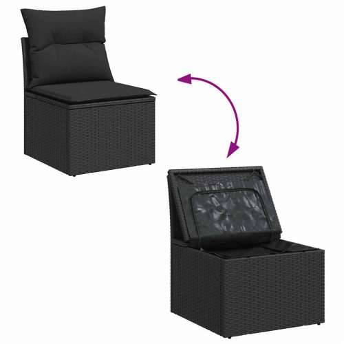 Vrtna garnitura - 7-dijelni set vrtnih sofa od poliratana s jastucima crni - Crna sa spremištem 1 Cijena