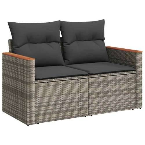 Vrtna garnitura - 6-dijelni set vrtnih sofa od poliratana s jastucima sivi - Siva sa spremištem 5 Cijena