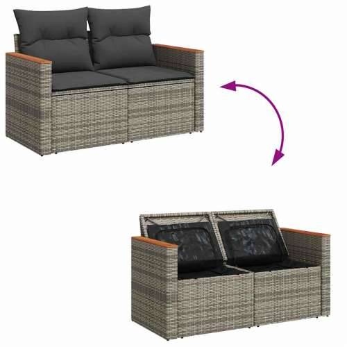 Vrtna garnitura - 6-dijelni set vrtnih sofa od poliratana s jastucima sivi - Siva sa spremištem 5 Cijena