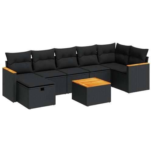 Vrtna garnitura - 8-dijelni set vrtnih sofa od poliratana s jastucima crni - Crna sa spremištem 7 Cijena