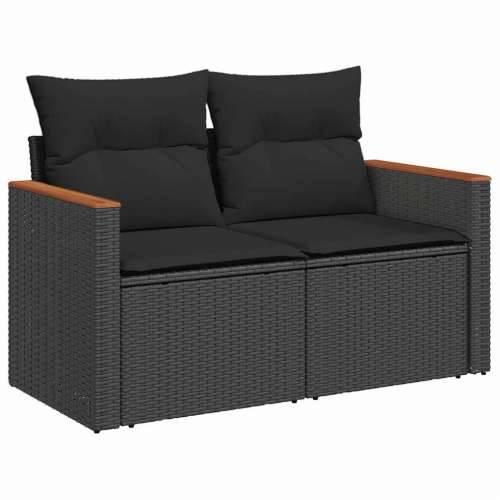 Vrtna garnitura - 8-dijelni set vrtnih sofa od poliratana s jastucima crni - Crna sa spremištem 7 Cijena