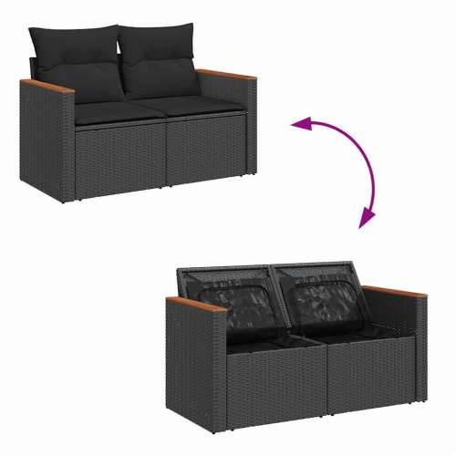 Vrtna garnitura - 8-dijelni set vrtnih sofa od poliratana s jastucima crni - Crna sa spremištem 7 Cijena