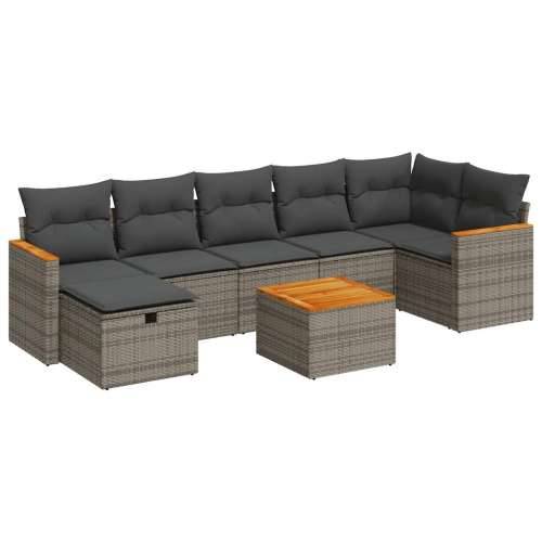 Vrtna garnitura - 8-dijelni set vrtnih sofa od poliratana s jastucima sivi - Siva sa spremištem 7 Cijena