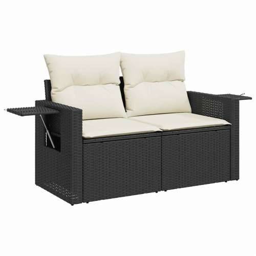 Vrtna garnitura - 8-dijelni set vrtnih sofa od poliratana s jastucima crni - Crna i krem sa spremištem 1 Cijena