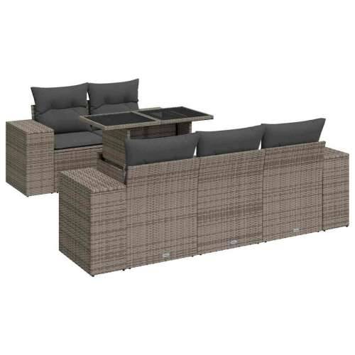Vrtna garnitura - 6-dijelni set vrtnih sofa od poliratana s jastucima sivi - Siva 1 Cijena