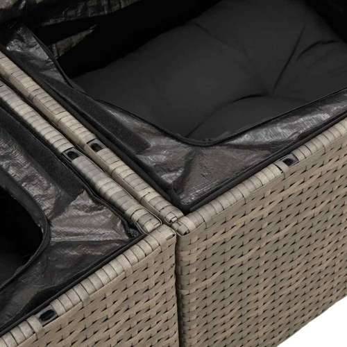 Vrtna garnitura - 6-dijelni set vrtnih sofa od poliratana s jastucima sivi - Siva 1 Cijena