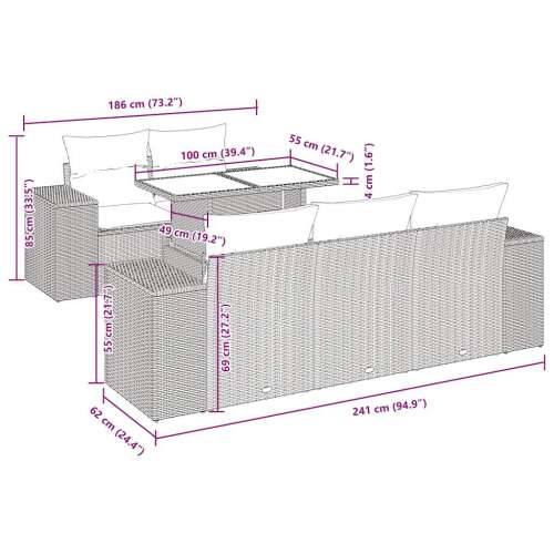 Vrtna garnitura - 6-dijelni set vrtnih sofa od poliratana s jastucima sivi - Siva 1 Cijena