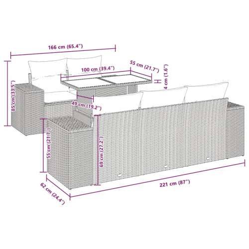 Vrtna garnitura - 6-dijelni set vrtnih sofa od poliratana s jastucima sivi - Siva 1 Cijena